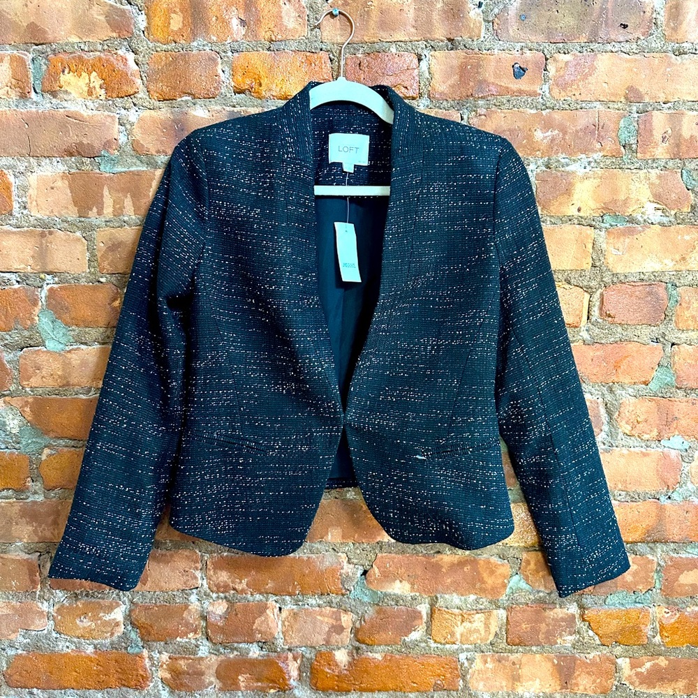 Black speckled wool suit - matching jacket and skirt